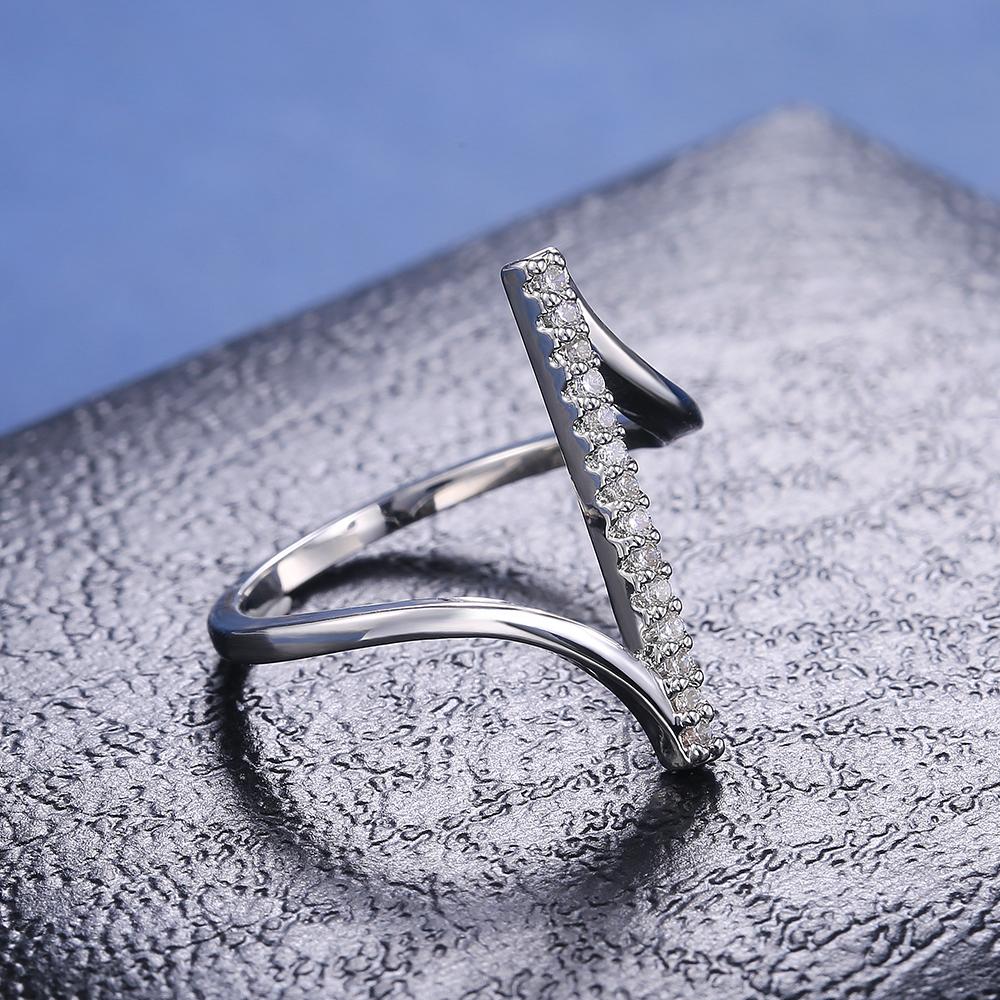 Formă unică nouă, culoare argintie, inel pentru femei, inel de nuntă, inel de mireasă, cristal strălucitor, zircon, inele de modă de înaltă calitate