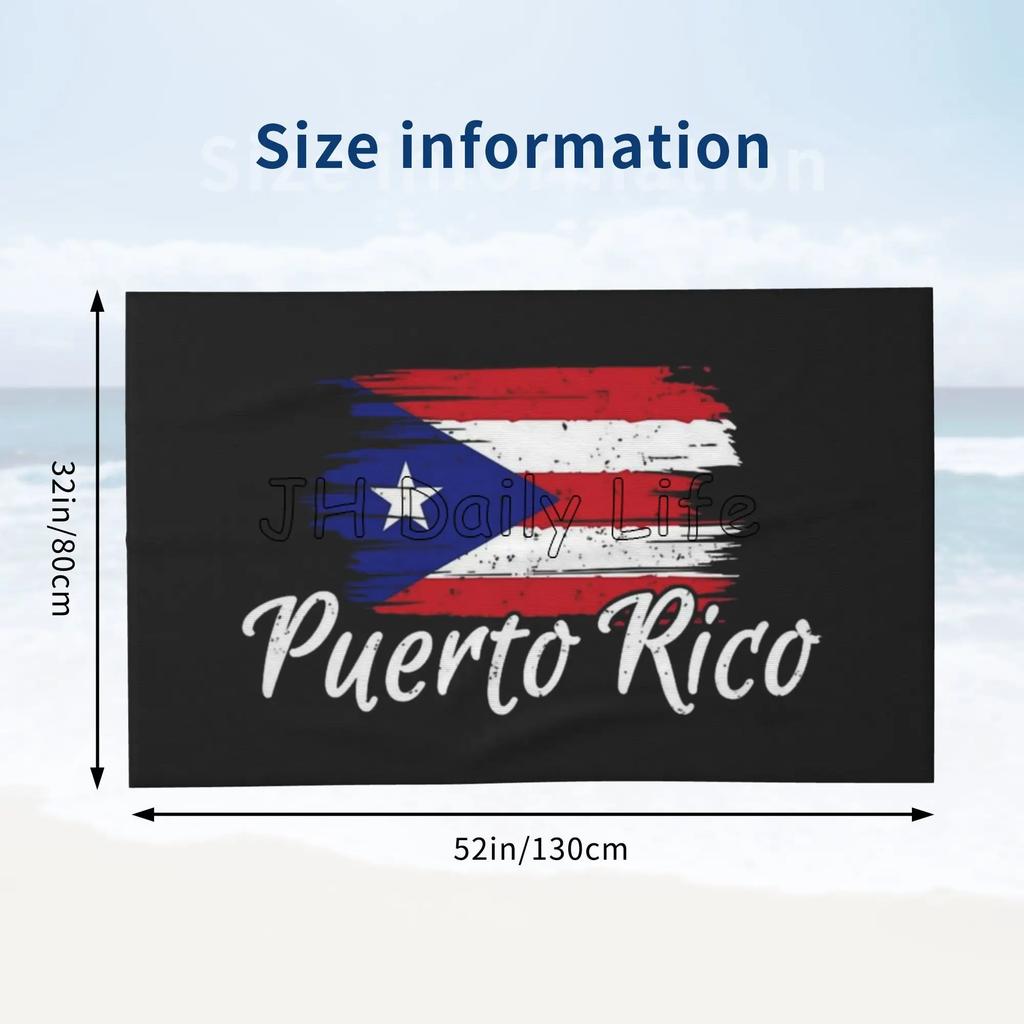 Asciugamano da Spiaggia in Microfibra Acquerello Colorato Bandiera di Porto Rico Asciugamani da Bagno Coperta Sovradimensionata Asciugamano ad Asciugatura Rapida Assorbente per Viaggi