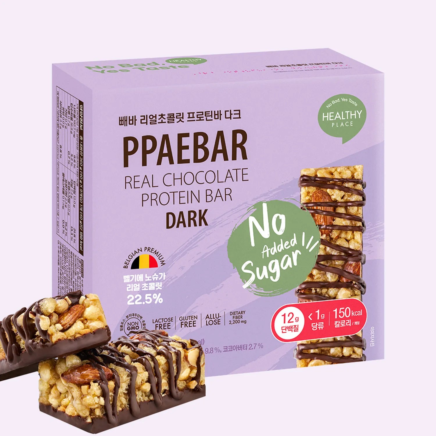 PPAEBAR Real Chocolate Protein Bar #Dark 1 Box (40g*9ea) 40g*9ea