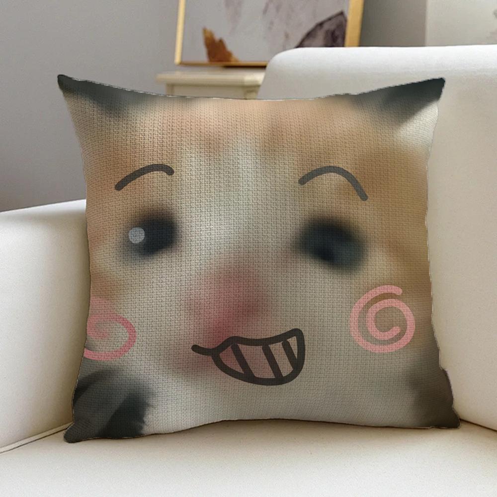 P-Funny Cat Meme Cushion Cover Natural Linen Pillowcase Set, All-In-One Decor For Sofa, Bedroom & Chair