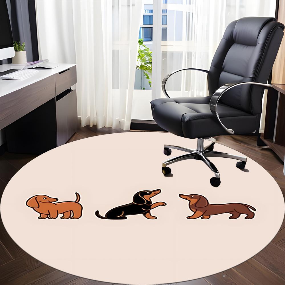 1 st Dvärgtaxvalpar Kontor Rund Matta, Under Kontorsstolar Sovrum Vardagsrum Heminredning, Rumsdekor