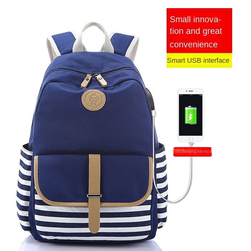 SUNBORLS New Backpack Female Casual School Bag Female Middle School Student Canvas Bag Female Mountaineering Bag Korean Style Ins