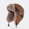 Hong Kong wind locomotive cap men and women winter velvet thickened warm ear protection cycling outdoor pilot hat