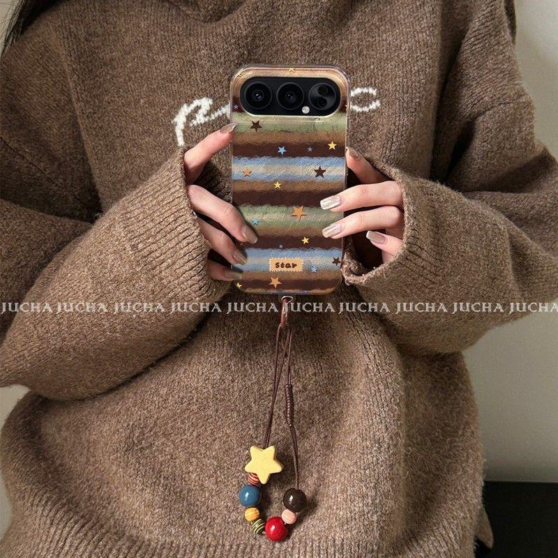 Applicable to Honor 111pro mobile phone case with lanyard niche honor111 non-collision anti-drop contrasting color striped stars