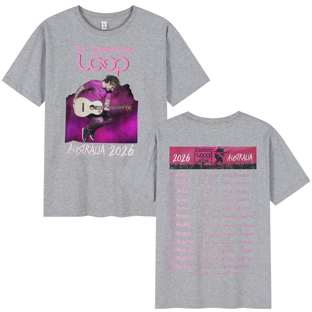 Ed Sheeran Loop Tour Australia 2026 Tour Merch T-shirts Fans Gifts Women Clothing Fashion Hip Hop T Shirts