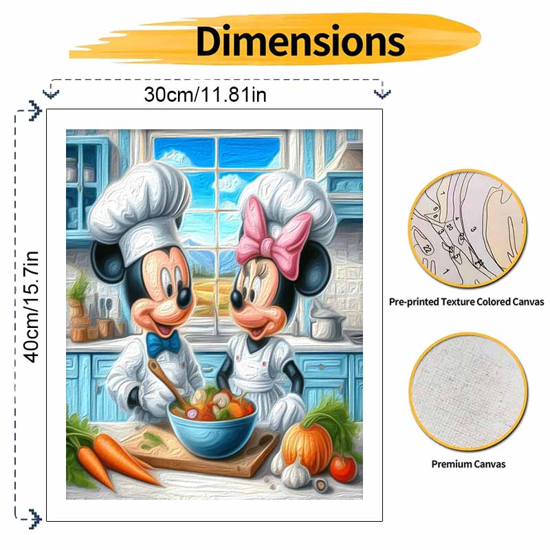 Disney oil painting painting kit Mickey Minnie kitchen wall decoration creative handmade gift
