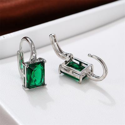 Trendy Square Earrings Women Hoop Earrings Princess Bridal Engagement Wedding Jewelry Gifts