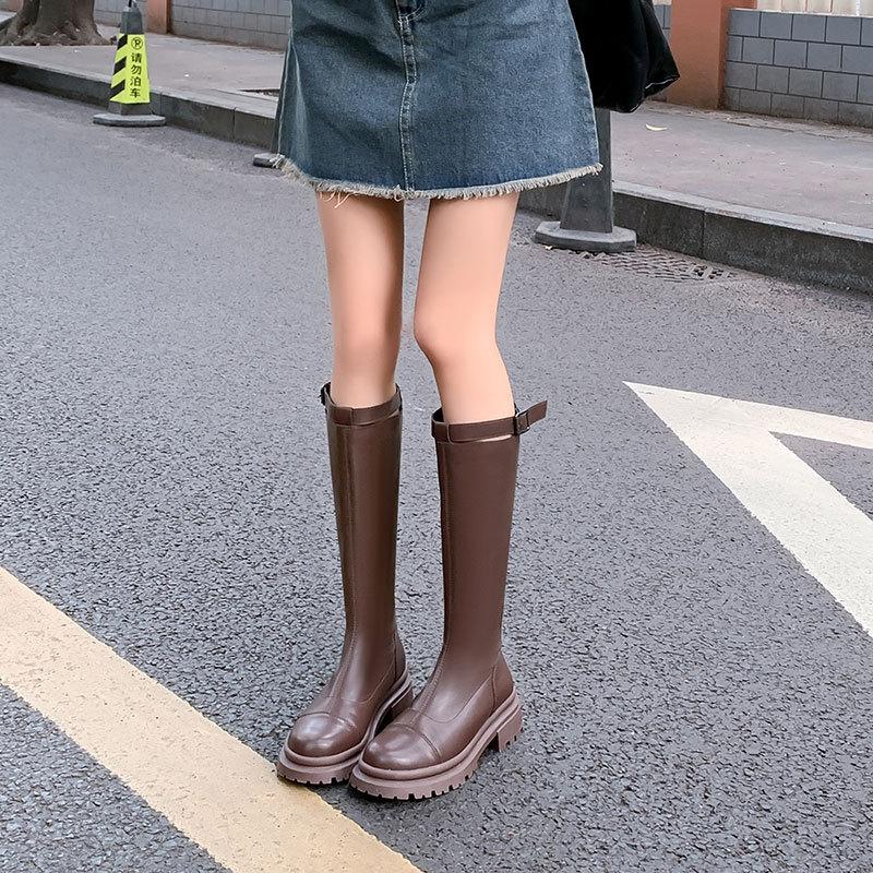 But knee boots women's 2025 autumn and winter new versatile small thin flat boots tall knight boots