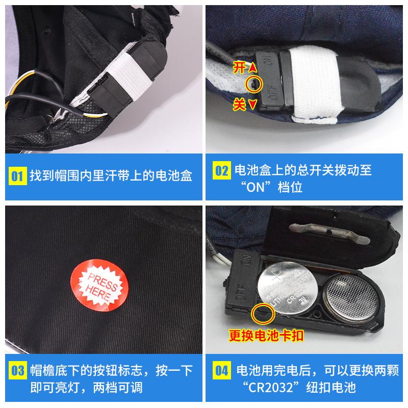 Induction led light luminous baseball cap outdoor lighting camping usb charging men's and women's fishing baseball cap
