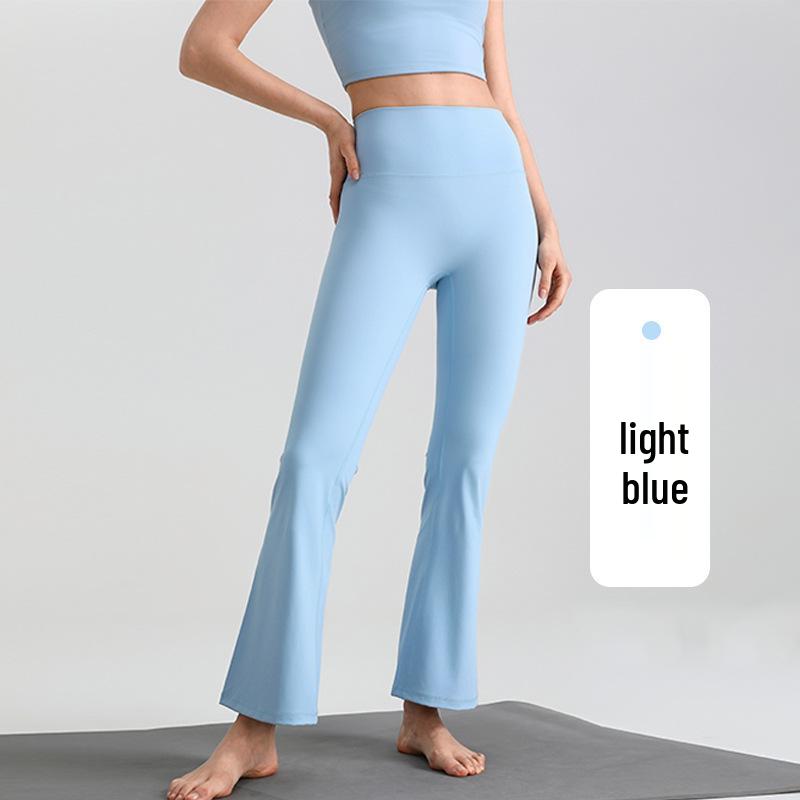 Lulu High-Waisted Micro-Flare Yoga Pants: Butt-Lifting, Bare-Feel, Quick-Dry, Wide-Leg Fitness Pants for Women - Perfect for Summer Sports. L