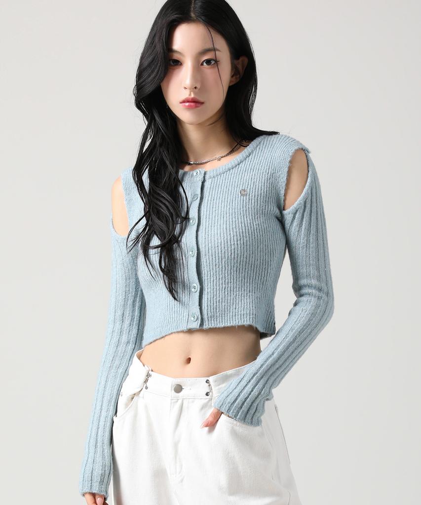 AVANDRESS Irene Shoulder Cutting Round Knit Charcoal