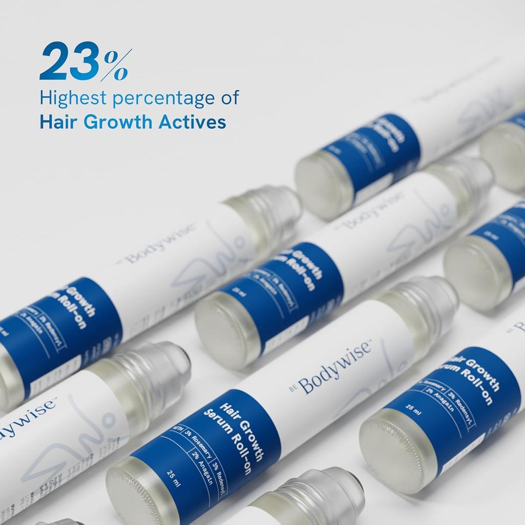 Be Bodywise Rosmarin Haarwachstumsserum (Weiterrollen) | 3% Redensyl & 2% Anagain | Serum gegen Haarausfall für Frauen & Männer | Für alle Haartypen | 25ml