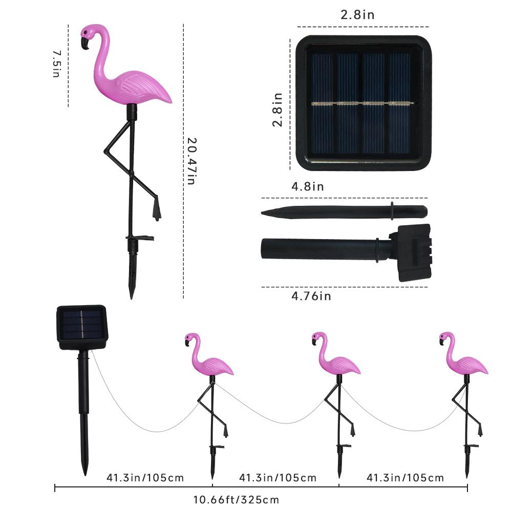 3pcs Outdoor Solar Lights Flamingo Garden Led Stake Light Pathway Lawn Yard Landscape Halloween Christmas Decorative Lights