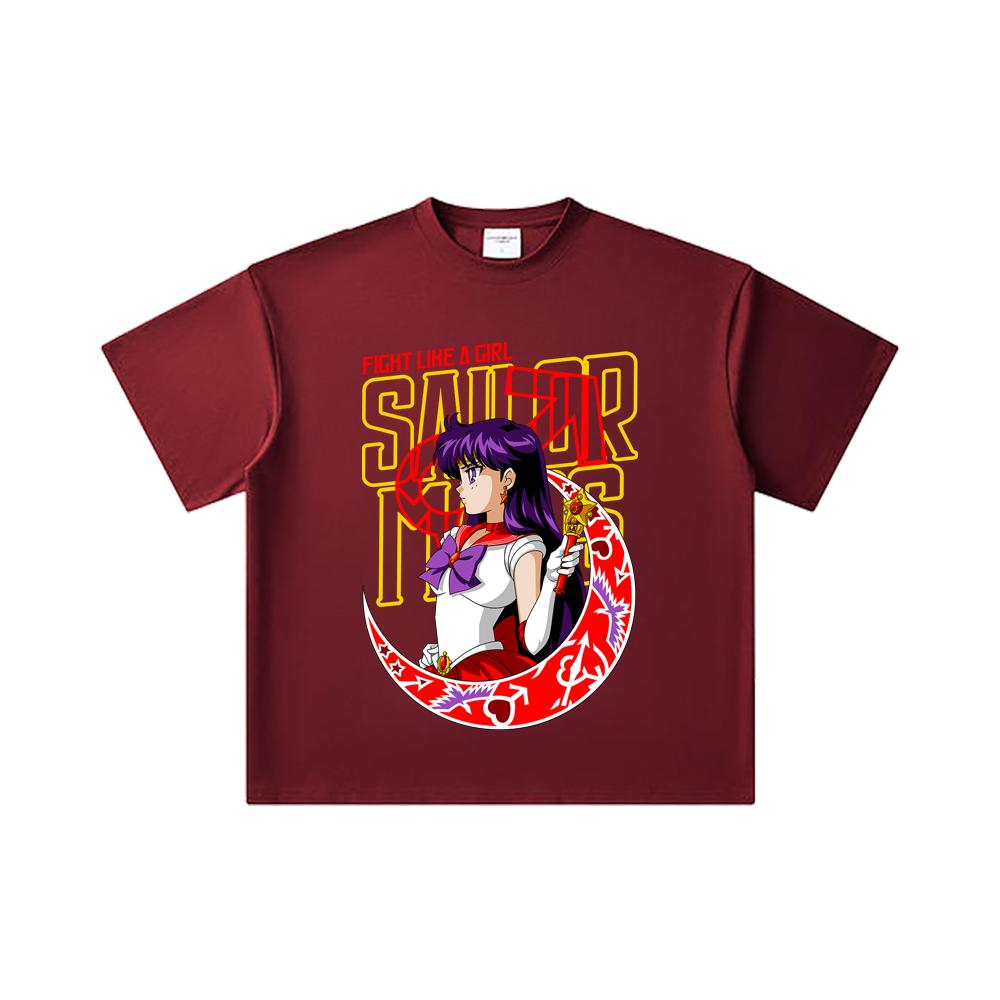 260 GSM Double Yarn 32 Count 100% Cotton Sailor Moon V6 Mars Print Unisex Heavy Cotton T Shirt