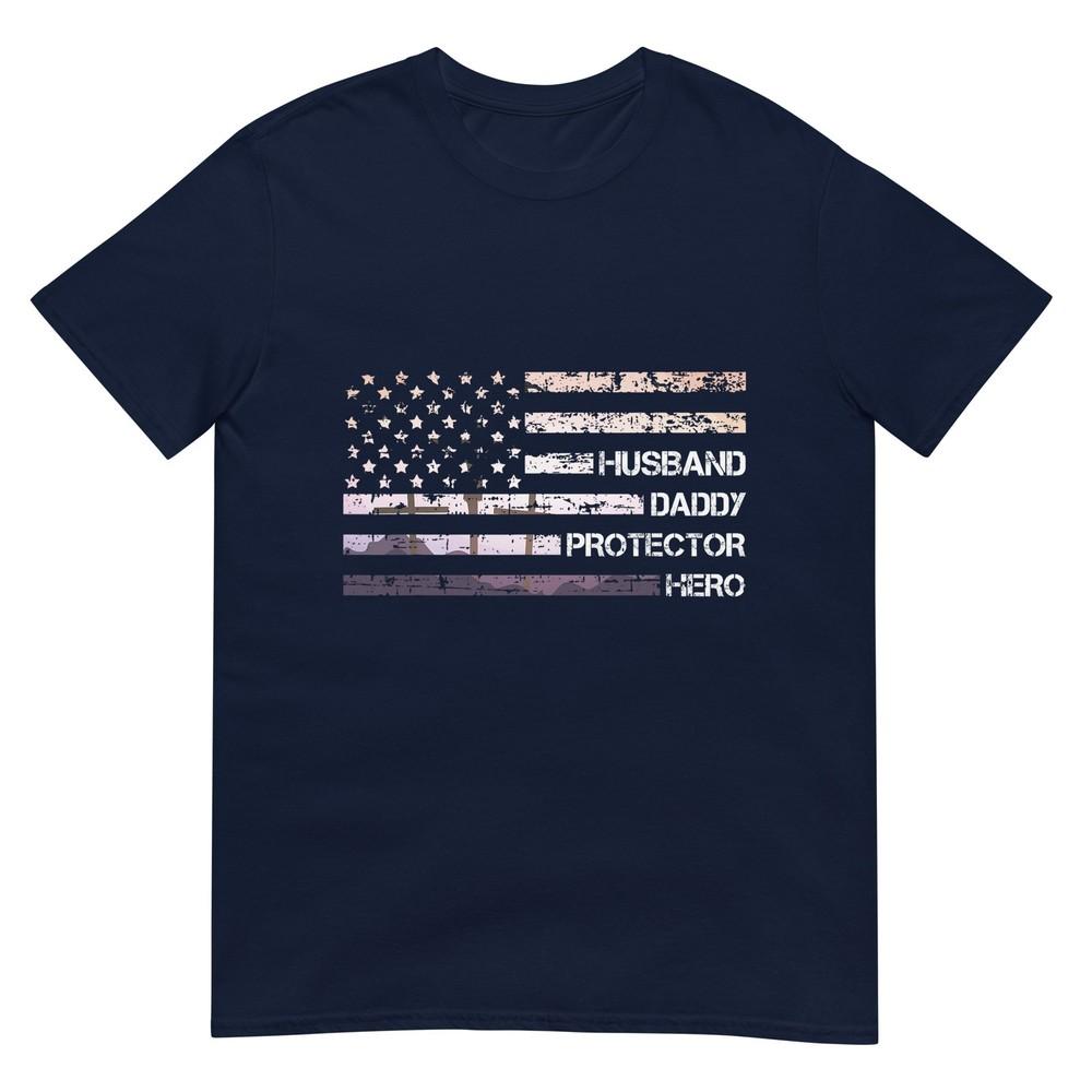 Husband Dad Protector Hero Fathers Day Dad Gift Dad Tshirt S