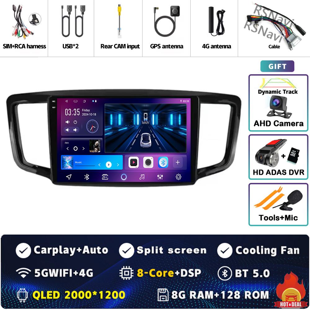 Android 14 Carplay Auto For Honda Odyssey 5 RC 2013 - 2019 Car Radio 4GWIFI Player Multimedia Srereo 360 Camera Navigation Video