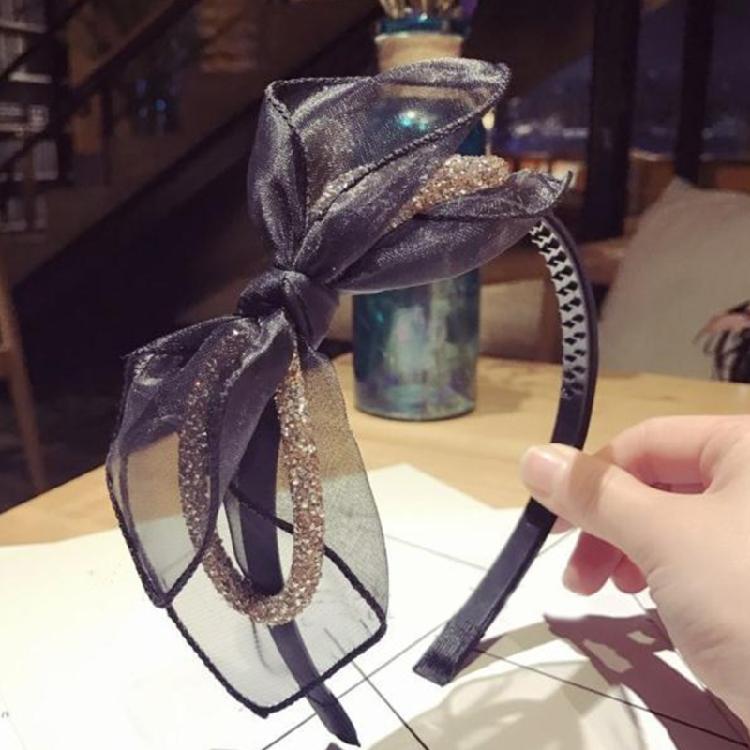 Lace Bowtie Hairband Female Flapper Costume Hairhoop for Formal Event Banquet