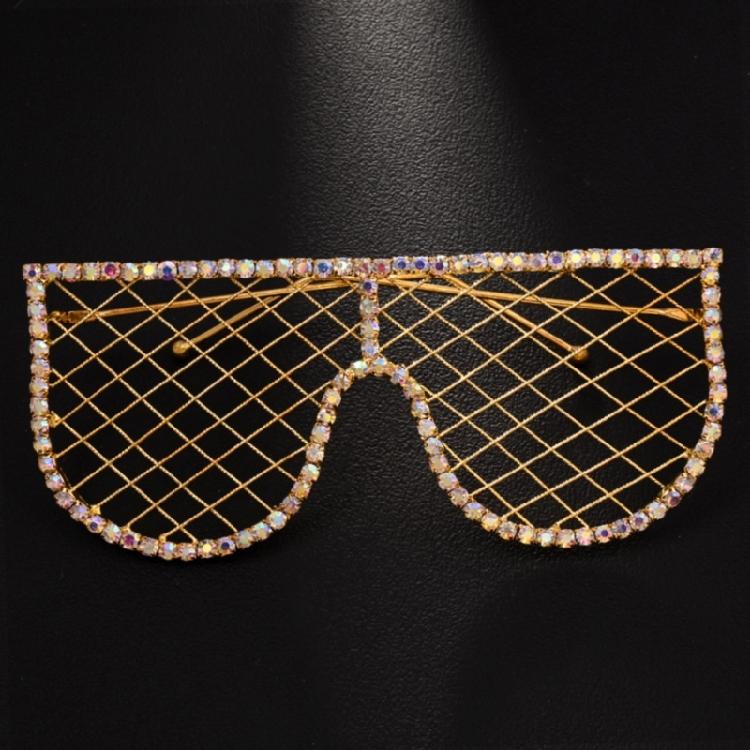 Fashion Eyeglasses with Rhinestones Colorful Sunglasses Hollow Eyeglasses Alloy Texture Suitable for Festivals and Shows