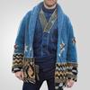 Cardigans de comprimento médio para homens, suéteres vintage com gola xale, manga comprida, tricô grosso, botões, cardigans masculinos, outono inverno, suéter de malha, roupa externa