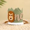 1st Kids Jungle Safari Crown Hat Baby 1 Year Old Birthday Party Lion Headband Wild One Party Decoration Photo Props Baby Shower