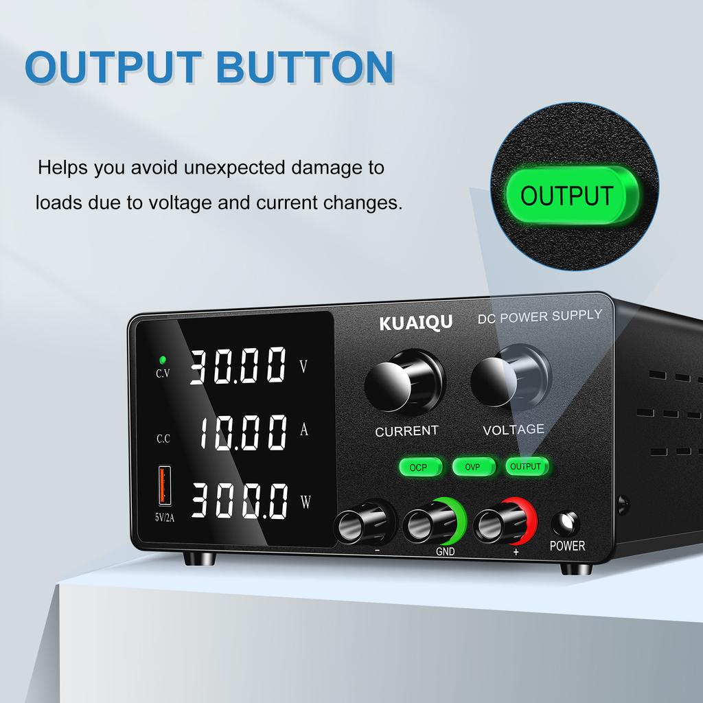 OCP OVP Bench DC Power Supply 30V 10A 160V Adjustable Power Source USB 5V 2A OUTPUT Programmable Voltage Stabilizer Buzzer Alarm