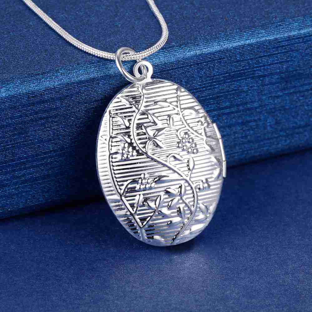 

Hot 925 Sterling Silver Necklace Pendant Photo frame High Quality For Women Luxury Fashion Wedding Engagement Jewelry Party Gift