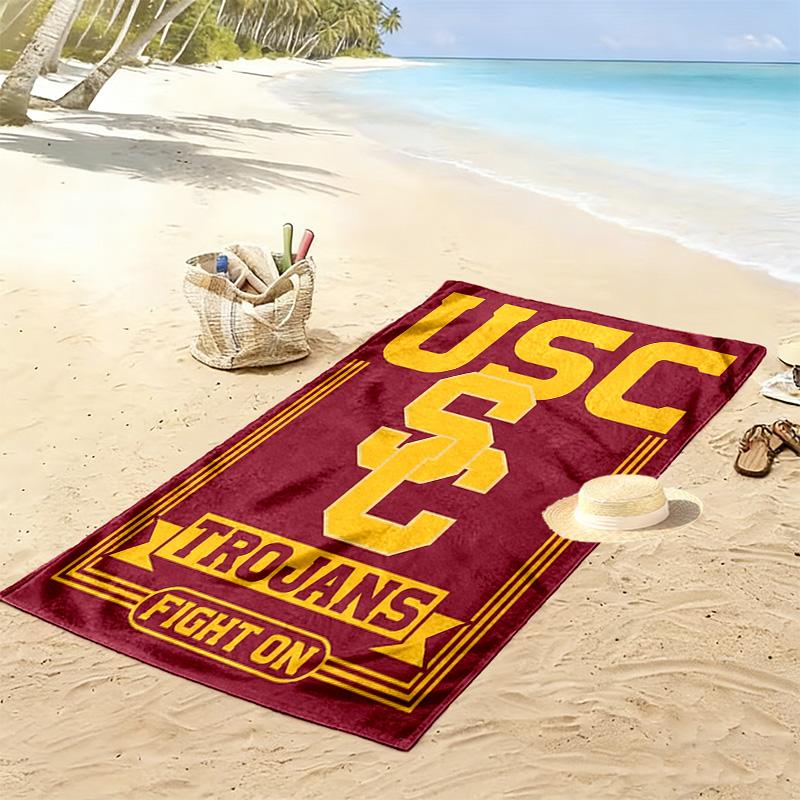 USC Trojans Print Beach Towel, Large Soft Quick Dry Towel for Beach Camping Swimming