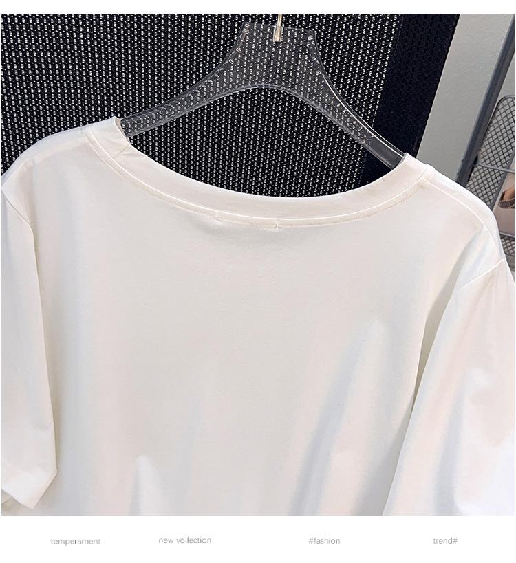 Plus Size Slimming Short-Sleeve Mid-Length T-Shirt for Women (200/300/350 Jin)