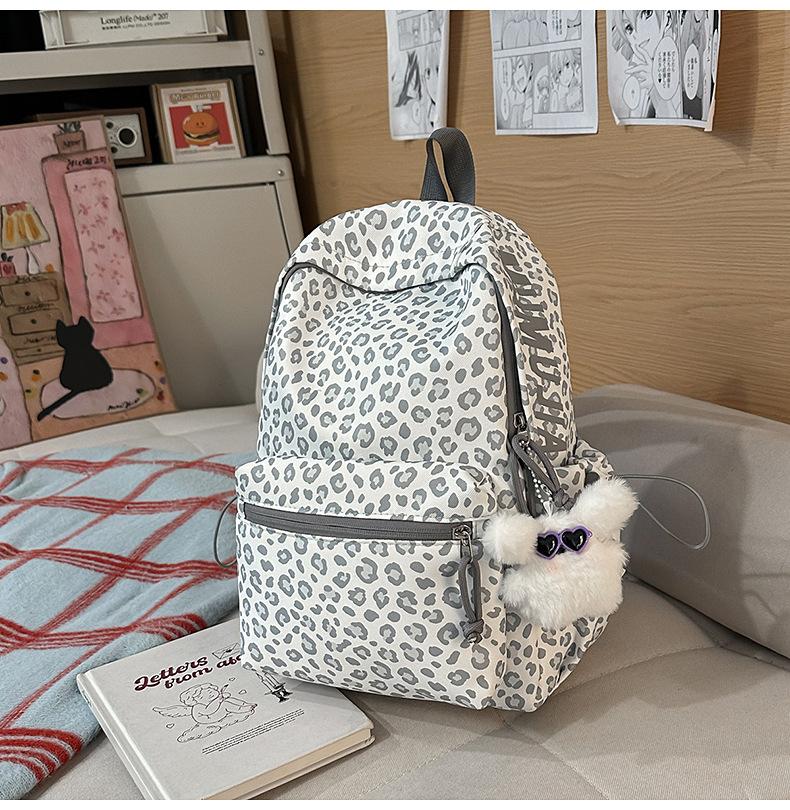 Schultasche Koreanische Version Leopardenmuster Schultasche Weiblich Klein Frisch High School College-Student Rucksack Campus Ins Fengsen Polka-Dot-Rucksack Weiblich