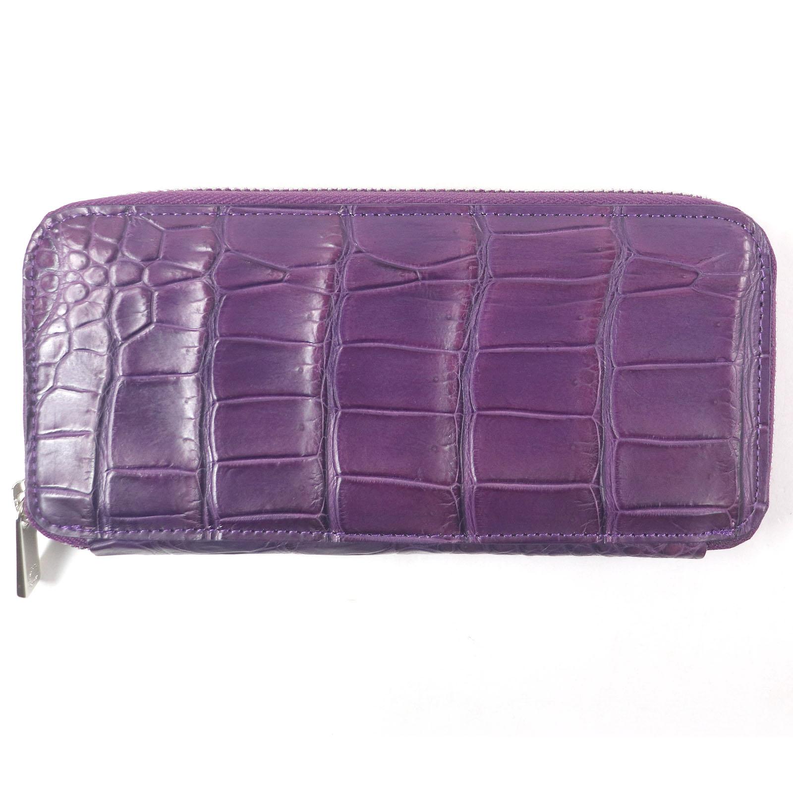 

Pristine CROIX ROYAL Purse Zip Around Long Wallet purple Crocodile mens Used