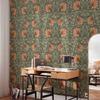 1pc Vintage Floral Self-adhesive Wallpaper Peel And Stick Botanical Sage Green/Tangerine Wall Murals Home Kitchen Bedroom Decor