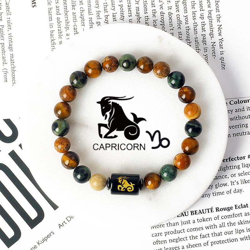 12 Constellations Scorpio Bracelet Natural Stone Tiger Eye Beads Bracelets for Men Women Cancer Virgo Leo Libra Couple Jewelry