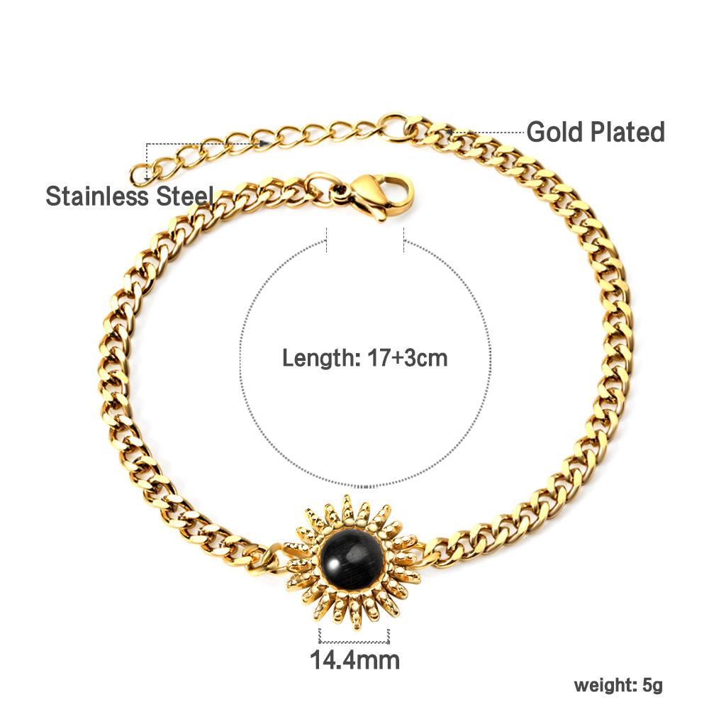 Vintage Fashion Colorful Zircon Sun Bracelet Light Luxury Gold Hand Jewelry