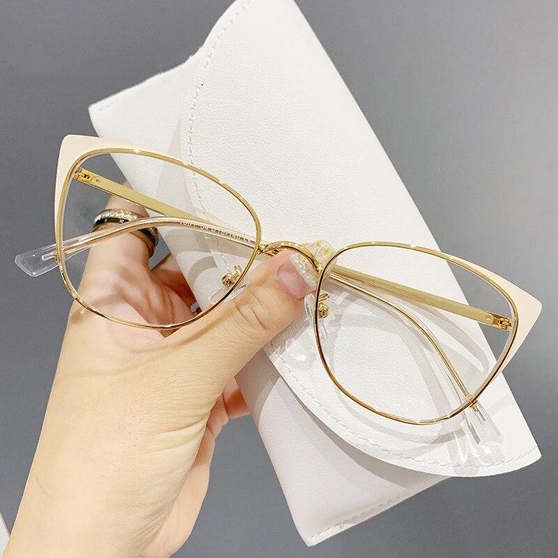New Cat Eye Anti-blue Light Glasses Women Men Metal Spring Leg Eyeglass Frame Optical Computer Glasses Wholesale