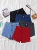 Women's Spicy Red High-Waisted Denim A-Line Shorts - 2025 Summer Fashion Hot Pants