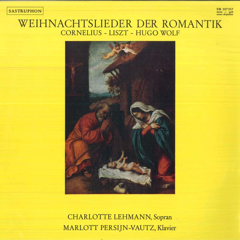 

LP Record CHARLOTTE LEHMANN MARLOTT PERSIJN Lieder Der Romantik Cornelius Li SM007017 Sastruphon Germany Classical Used