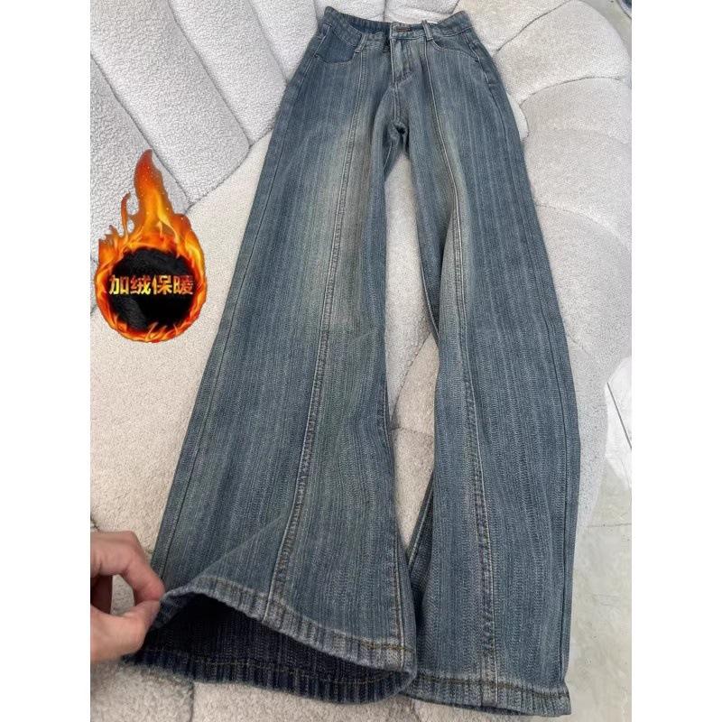 Women Straight Leg Denim Jeans Casual Solid Color Cotton Blend High Waist Daily Streetwear Long Pants