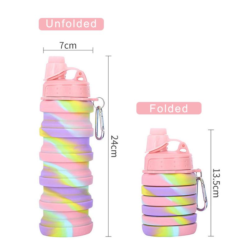 Zusammenfaltbare Silikon-Wasserflasche Faltbare Sport-Wasserbecher mit Karabiner Fitness-Kessel Tragbar für Outdoor-Reisen Trinkbecher