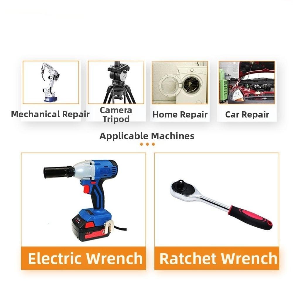 10PCS Metric Size Hex Ratchet Socket Driver Metric Power Nuts Driver Impact Wrench Tool