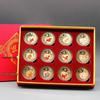 Zodiac Wrought Iron Medals Set: 12 Colored Commemorative Coins Featuring the Twelve Zodiac Animals.