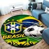 Brazil National Football Team Round Area Rug,Carpet Rug for Living Room Bedroom Sofa Playroom Decor,Non-slip Floor Mat