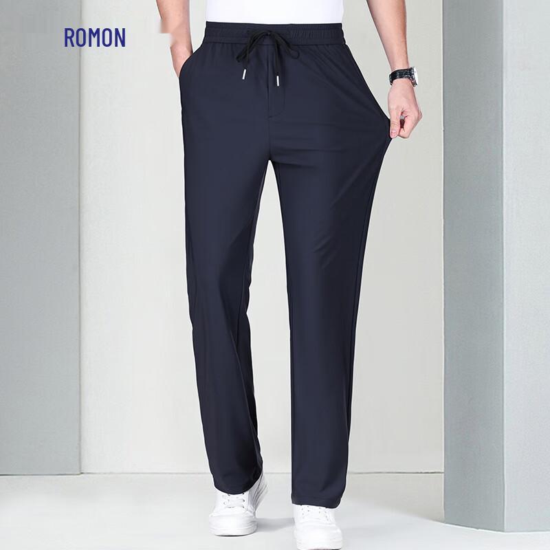 ROMON Men's Ice Silk Quick-Dry Straight-Leg Casual Pants