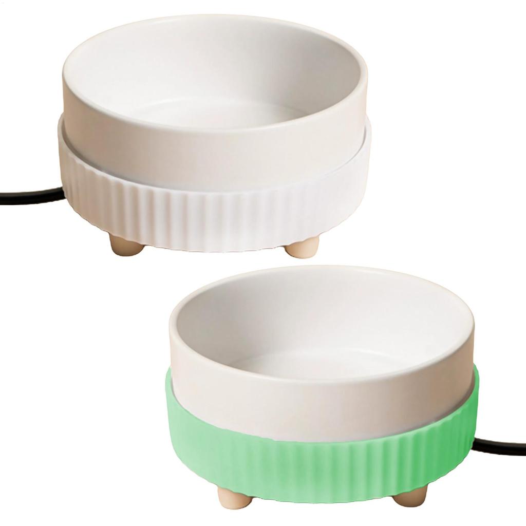 Heated Cat Bowl Rechargeable Pet Water Heating Bowl Noiseless Ceramic Water Bowl Cat Water Fountain Animal Drinking Dispenser