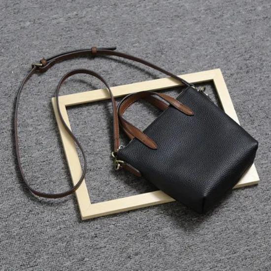 New Women Bucket Bag Contrast Color Large Capacity Soft Leather Female Crossbody Bag Fashion Classic Textured Handbag