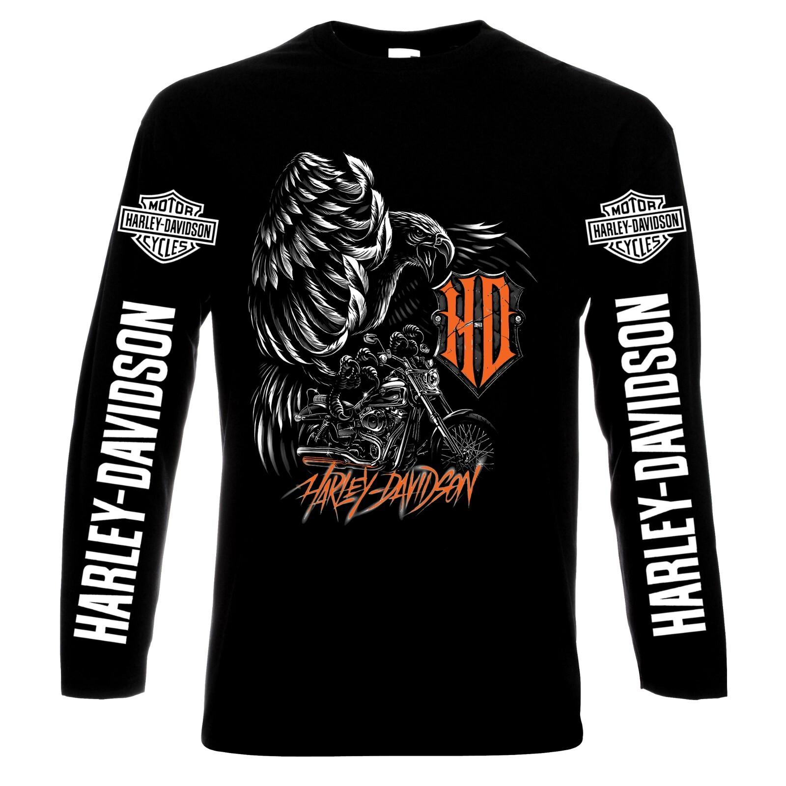 Harley Davidson Herren Langarm-T-Shirt, S bis 6XL 2XL black