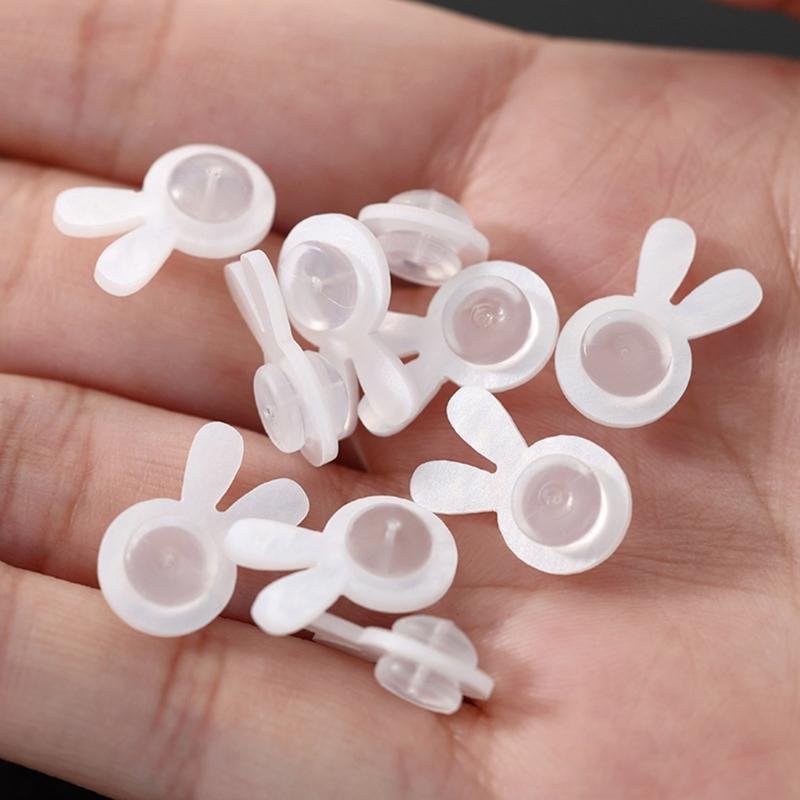 Acrylic Rabbits Ear Earring Support Nonslip Silicone Backs For Heavy Earrings Comfortable Allergy Proof Clear Design