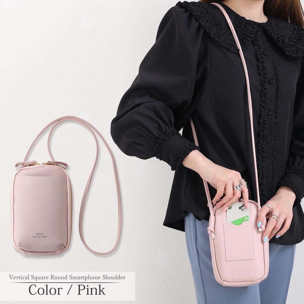 Naru Bolsa de Ombro Quadrada Redonda Vertical para Mulheres, Porta-moedas, Porta-smartphone, Porta-moedas, Porta-cartões, Smartphone, Mini Bolsa de Ombro, Bonito,