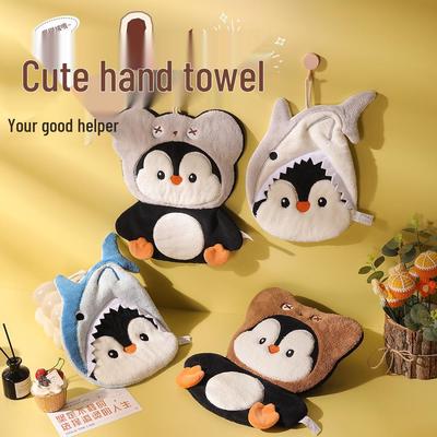 Pinguin Korallenfleece Handtuch - Extra Groß & Dick, zum Aufhängen, Doppelseitig verwendbar, Wasserabsorbierend, Schnelltrocknend, Nicht fusselnd