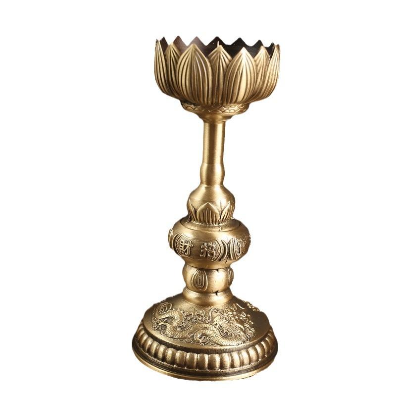 Messing Kerzenständer Ornament Basis, ein Paar Haushaltsverehrungsgötter, Buddha Frontlampenhalter, hoher Kerzenständer, Kupferprodukt