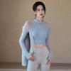 New Chinese-Style Long-Sleeve Yoga T-Shirt with Chest Pads